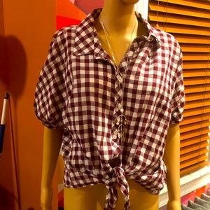 J. Crew Cute Checkered shirt with Bottom Tie
